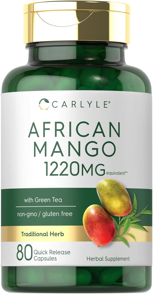 Carlyle African Mango Supplement 1220mg | 80 Capsules | with Green Tea Extract | Non-GMO, Gluten Free
