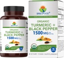 Brieofood Økologisk gurkemeje med sort peber 1500mg, 45 Servering, Vegetarisk, Gluten Free, 90 Vegetariske tabletter