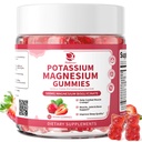 Magnesium Kalium Supplement Gummies - Ny formel Calm Magnesium Glycinate Gummies & Kalium Citrate 200 mg Plus Omega 3, B6, D3, K2 & Calcium til Zzz, Leg kramper & Muskel - 120 Tæl