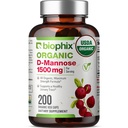 biophix D- Mannose USDA Organic 1500 mg 200 Veggie Caps - Understøtter en sund blære Urinary Tract, non-GMO, Vegan- Friendly