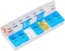 Pill Organizer 7 Dag, Pill Box 2 gange om dagen PM Pill Case, Ugentlig Pill Container Portable Travel Medicine Box for vitaminer og kosttilskud (Blue- White)