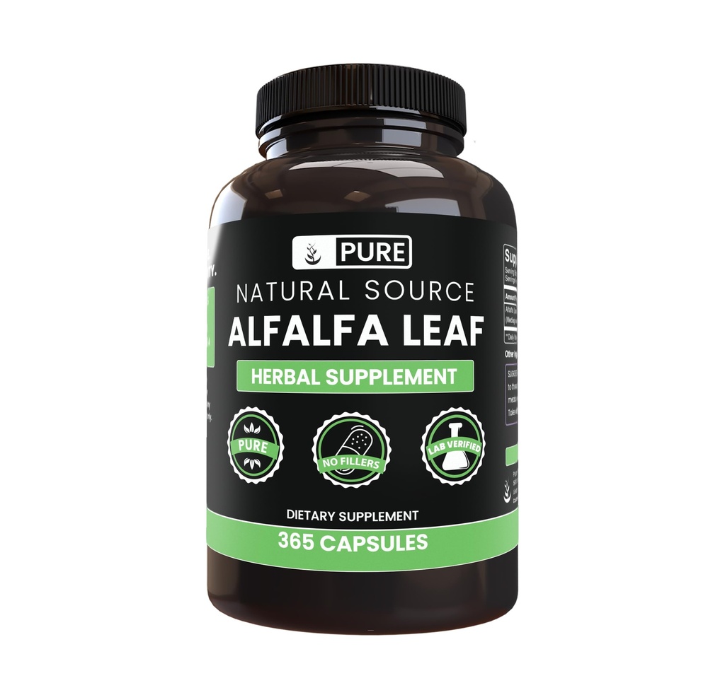 PURE ORIGINAL INGREDIENSER Alfalfa Leaf (365 kapsler) Ingen Magnesium eller ris Fyldere, Altid Pure, Lab Verified