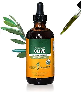 Herb Pharm Certified Organic Olive Leaf Liquid Extract til immunsystemet Support, 4 Fl Oz
