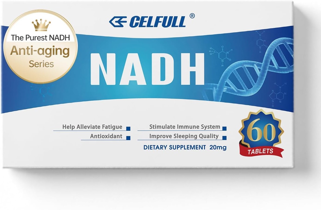 CELFULL NADH Supplement 40mg Enchance NMN Alternativ NAD + supplement til immunstøtte Anti- Aging Boost Brain Cognition & kronisk træthed kosttilskud