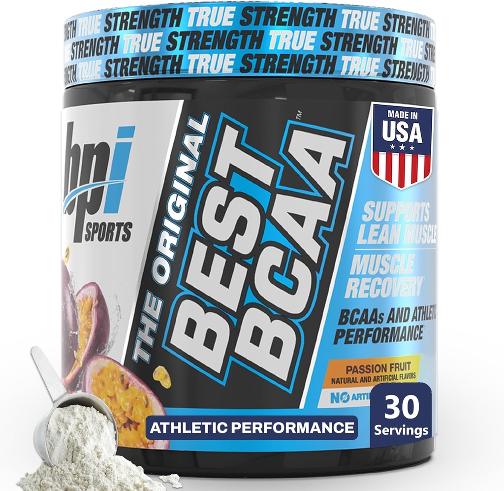 BPI Sports Best BCAA Powder - Muscle Recovery Support - Branched Chain Amino Acids | Building Blocks of Protein and Muscle - Post Workout Recovery – Hydration - Passion Fruit, 30 Servings