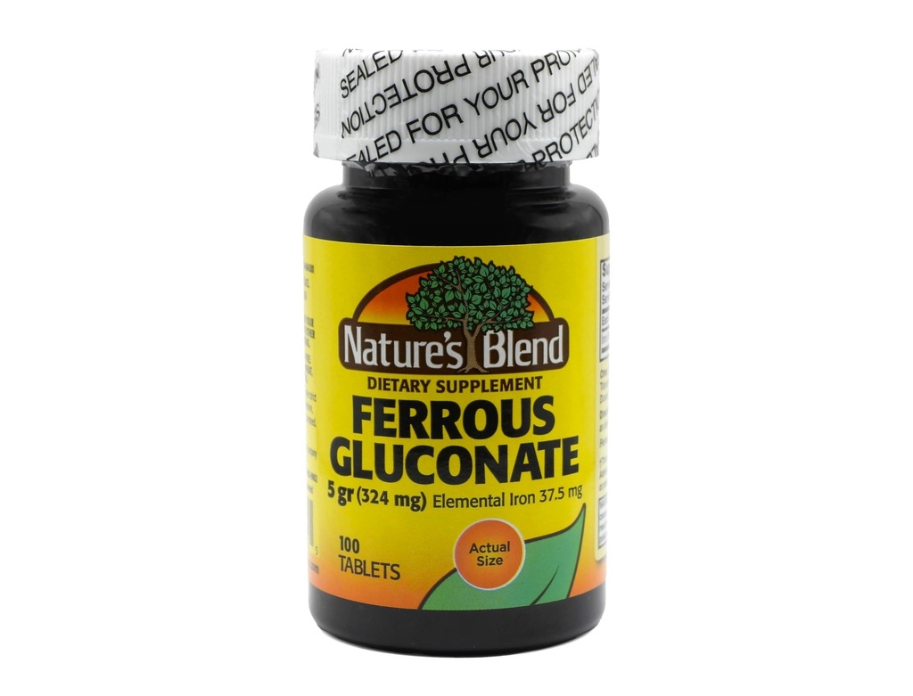 Nature 's Blend Ferrous Gluconate Tablets, 100 Greve