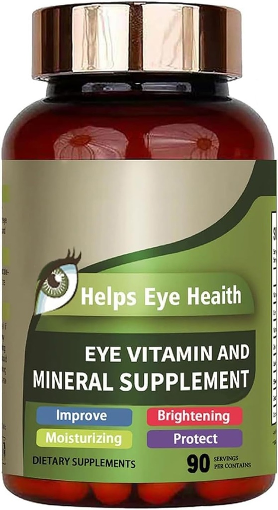 Eye Vitamin & Mineral tillæg med Lutein, Zeaxanthin, understøtter Eye Strain, Vision Sundhed for voksne med vitaminer C & E, Vegan Eye Vitamin