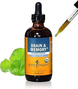 Herb Pharm Brain og Memory Liquid Herbal Formel med Ginkgo til hukommelse og koncentration, 4 Fl Oz