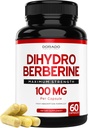 Dihydro Berberine Supplement 100mg, 60 kapsler (Patenteret GlucoVantage Super Berberine med 5X mere effektiv end Beerin med færre bivirkninger) - tredjepart testet, Vegan & USA Made