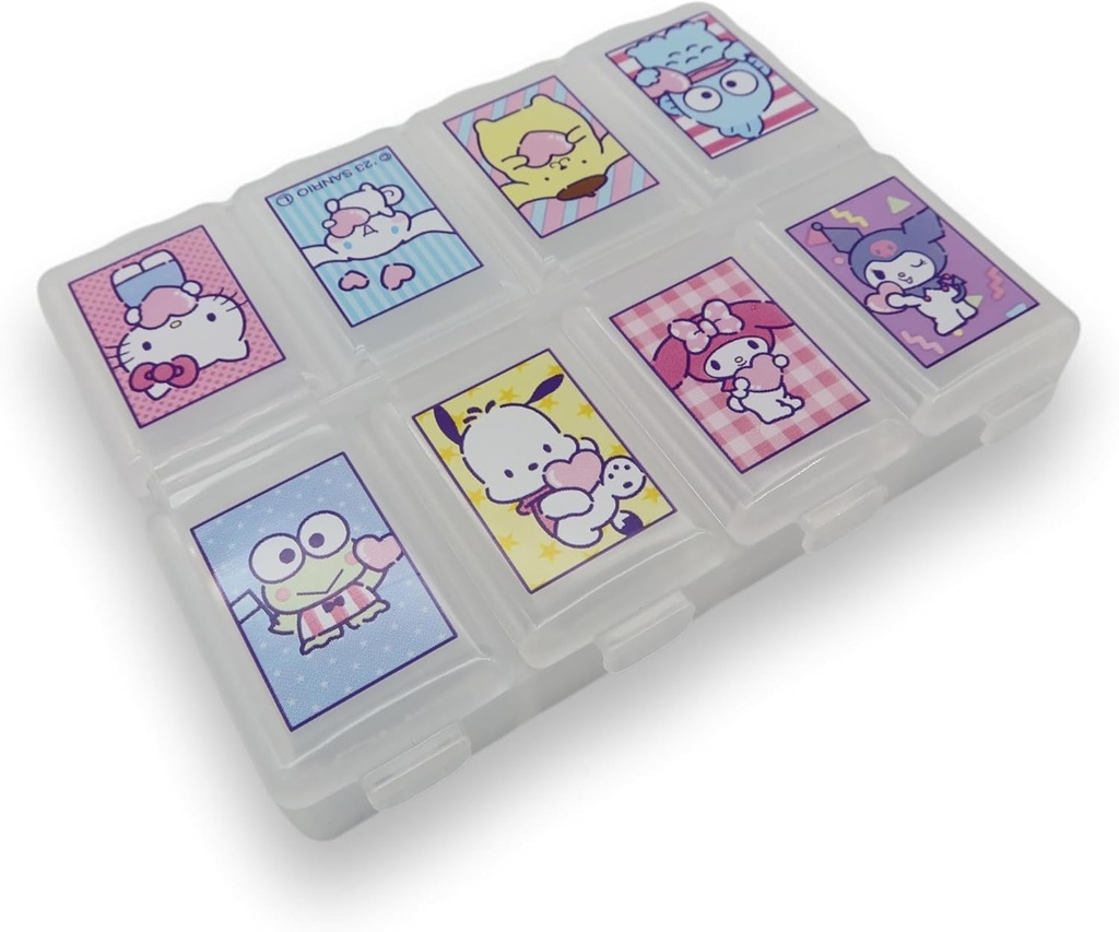 Sanrio tegn Die- Cut Medicine Supplement Portable Tilbehør Sag Rejser med 8 Underdivisionslåg (Mix) Multicolor