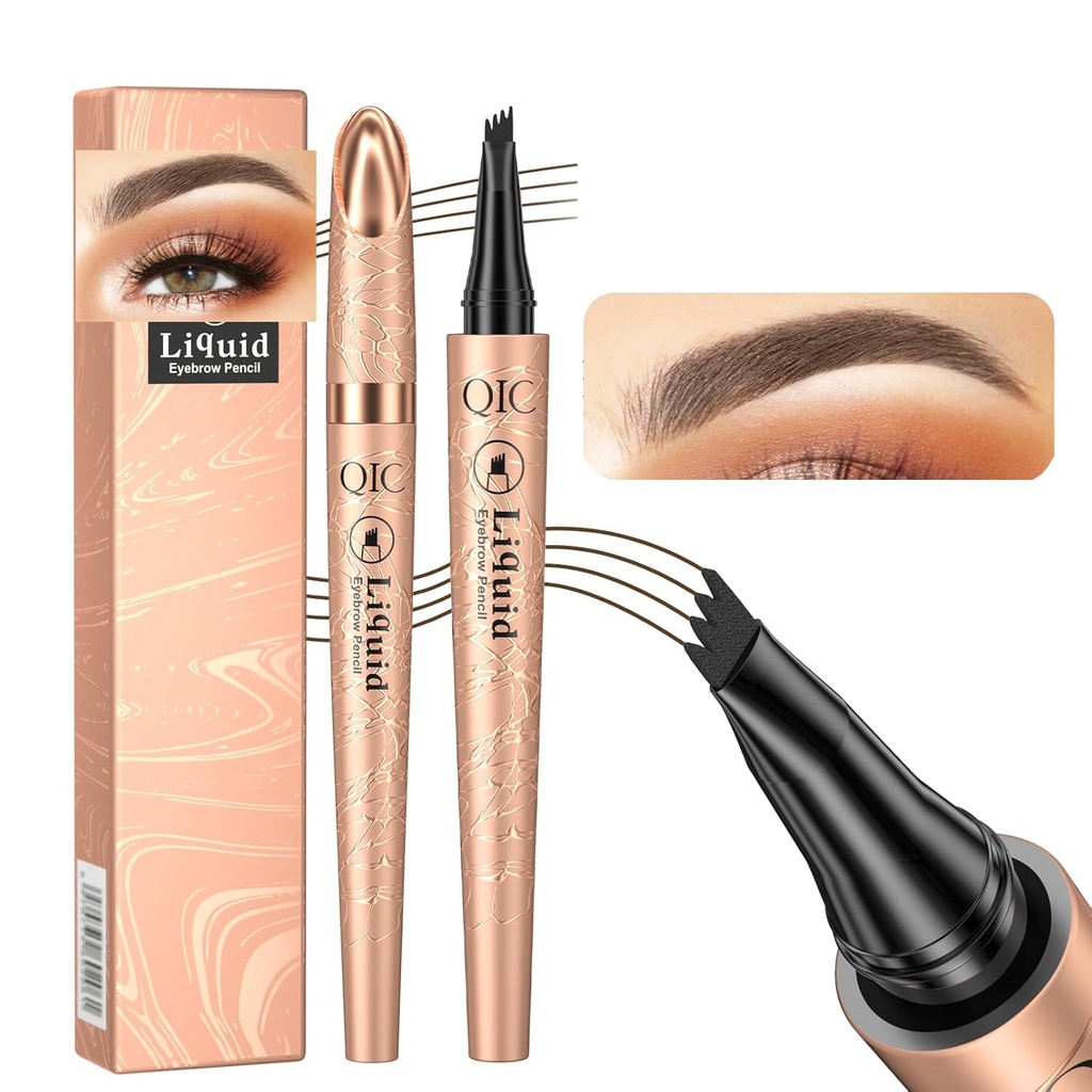 Q706 Eyebrow Pen, 4 Tippet, Præcise, langtidsholdbare, Vandtæt Eyebrow Makeup (2 # Dark Brown)
