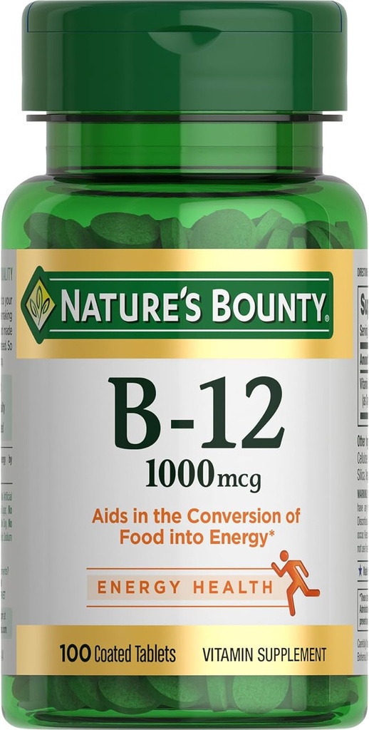 Vitamin B12 af Nature 's Bounty, Vitamin Supplement, Understøtter energi Metabolisme og nervesystem Sundhed, 1000mcg, 100 tabletter