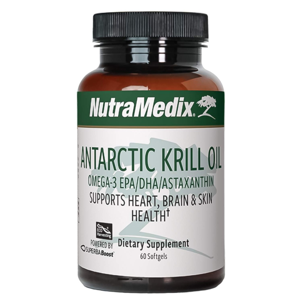 NutraMedic Antarctic krill Oil 500mg - Fish Oil Supplement - Omega- 3s (EPA & DHA) + Astaxanthin - Red krill supplement til fælles, immunforsvar, hjerte, lever og hjerne sundhedsstøtte (60 Softgels)