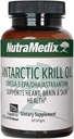 NutraMedic Antarctic krill Oil 500mg - Fish Oil Supplement - Omega- 3s (EPA & DHA) + Astaxanthin - Red krill supplement til fælles, immunforsvar, hjerte, lever og hjerne sundhedsstøtte (60 Softgels)