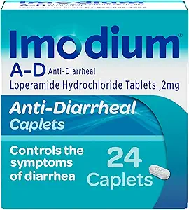 Imodium A-D Diarrhea Relief Caplets with Loperamide HCl, Anti-Diarrheal Medicine to Help Control Symptoms of Diarrhea Due to Acute, Traveler's Diarrhea, HSA/FSA Eligible, 24 ct