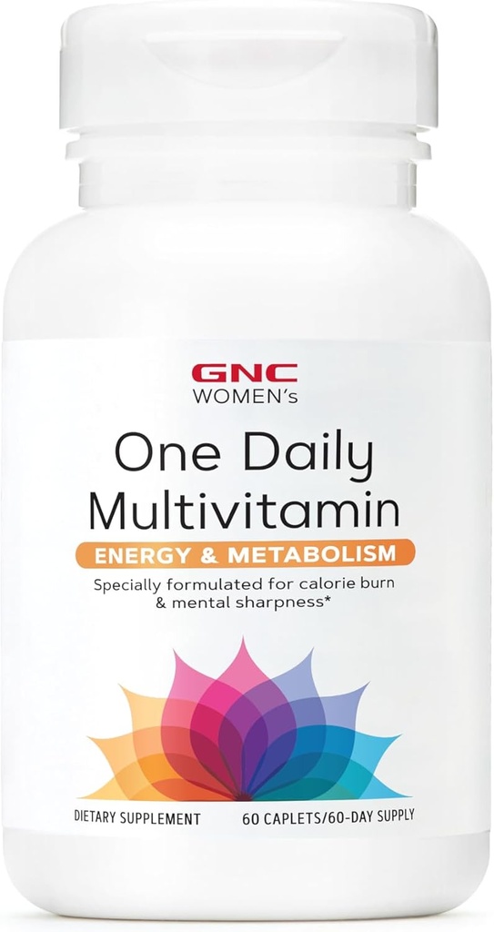GNC Women 's One Daily Multivitamin - Energi & Metabolisme, støtter øget ydeevne, fokus og hjerte-kar-sundhed, dagligt tillæg, 60 kapsler
