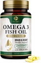 Omega 3 Fish Oil Pills 2400mg - Triple Strength Omega 3 Fish Oil Supplements - Best EPA & DHA Fedtsyrer til hjerne & hjerte Health Support, Nature 's Omega3 Supplement, 30 Day Supply - 60 Softels