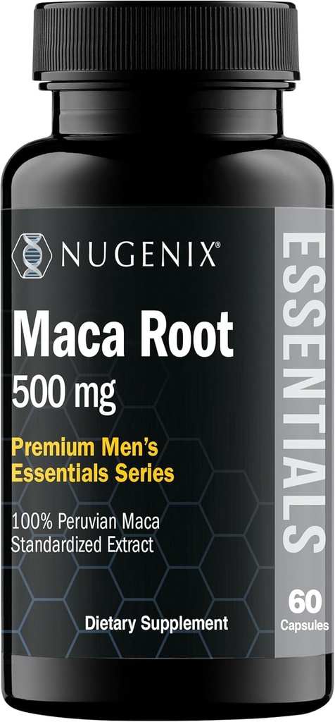 Nugenix Essentials Maca Root Powder Kapsler - 100% Peruvian Maca Extract, Peruvian Ginseng, MacaPrime - 60 Greve