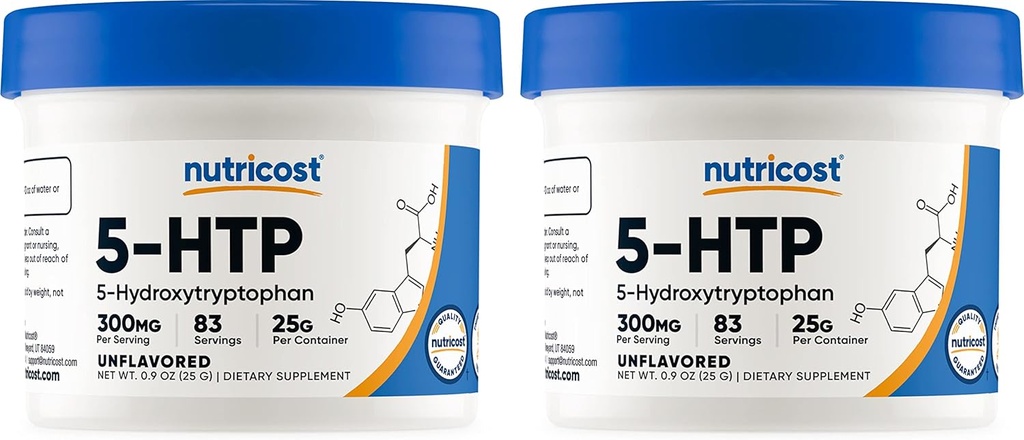Nutricost 5- HTP Powder 25 Bedste (2 Pack) (300mg Per Serving)