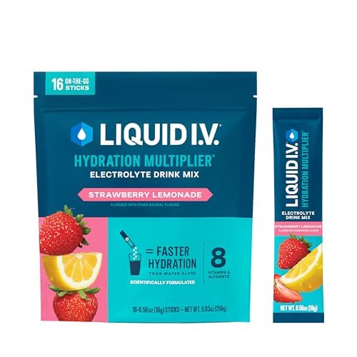 Flydende I.V. ® Hydration Multiplier - Strawberry Lemonade Name 124; Elektrolyte Powder Drink Mix + 124; 1 pakke (16 Servere)