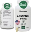 PRISTINE 'S Apigenin 50mg 300 Day Supply Supplement for søvnkapsler - Prostata Support Support Fundet i kamille pulver til afslapning, sund aldring, hjerne og hjerte sundhed, & Immunity
