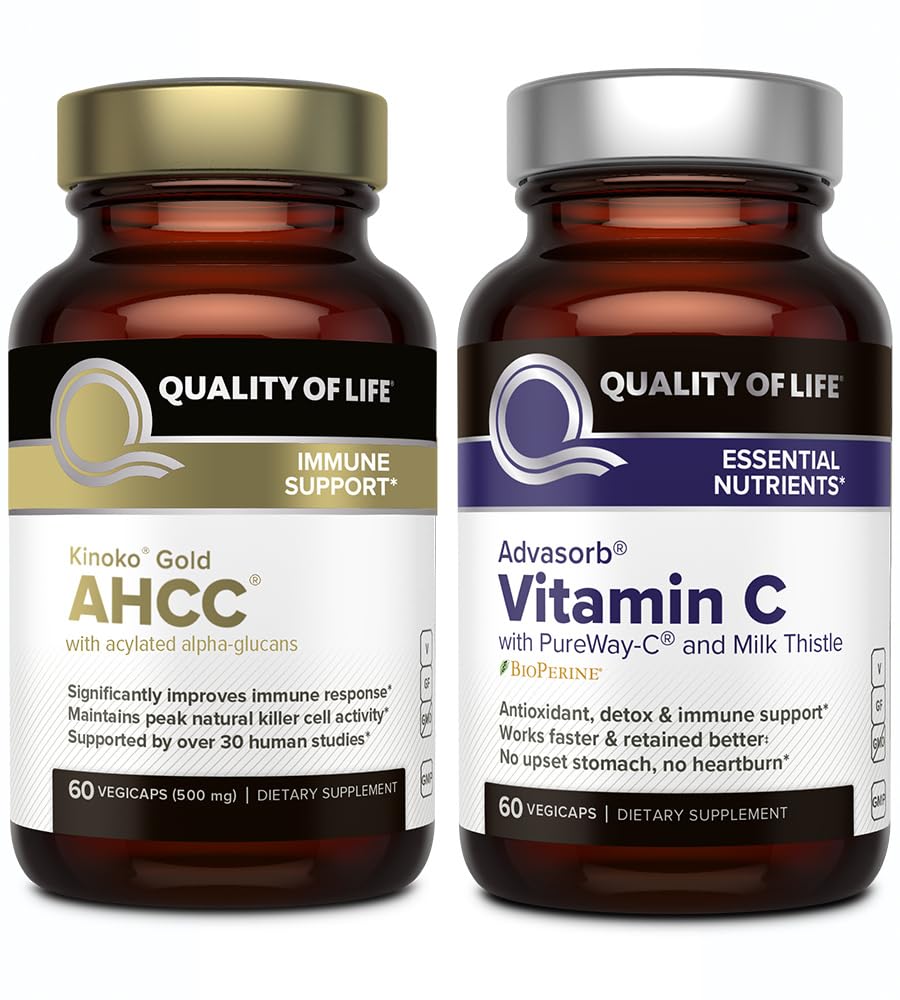 Livskvalitet AHCC Kinoko Guld og Advasorb C-vitamin - immunsupportbundle