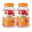 Livlig Collagen & C-vitamin + D-vitamin 5000 IE, Gummies Bundle - Great Tasting, Vitamin Supplement, Gluten fri, GMO fri, tyggetabletter
