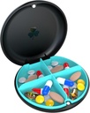 4 Segment Lille Pill Box, Fugt Bevis Pill Case, Rejse Pill Organizer til Pocket Purse, Daglig Portable Medicin Vitamin Box, Fisk Oil Box, Supplement Box (Sort + Cyan)