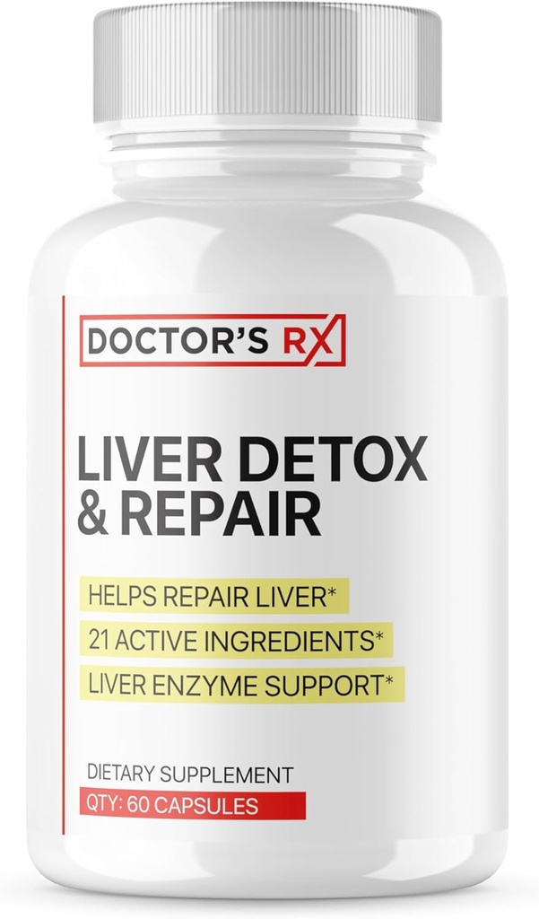 Doctor 's RX Memory 124; # 1 RATED Premium Lever Cleanse & Detox Memory 124; Optimér leverfunktionen, Reparation Lever Enzymes Memory 124; Ultra Dosed Formel w / 21 Kraftfulde ingredienser Memory 124; 3. part Testet + USA Made - 60 kapsler