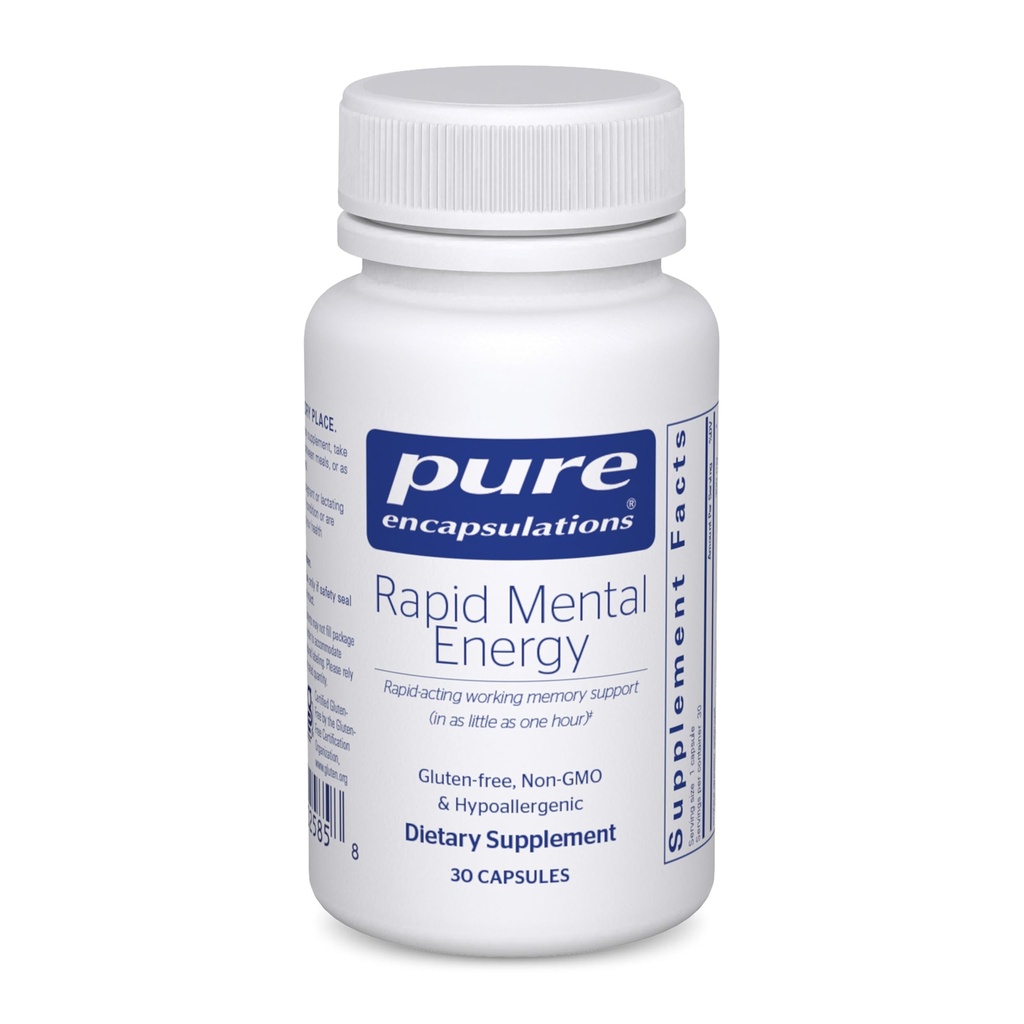 Ren indkapsling Rapid Mental Energy - Vegansk hukommelse supplement til støtte for hjerne sundhed - Ginkgo Biloba Extract, Alpinia Galanga & American Ginseng Extract - Non-GMO & Gluten- Free - 30 kapsler