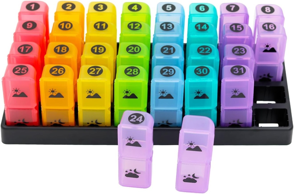 Månedlig Pill Organizer 2 gange om dagen, en måned Pill Box AM PM, 31 dag Pill sag to gange om dagen for at holde Vitamin og Travel Medicine Organizer, 30 dag Pill Organizer, 4 uger Pill Cases