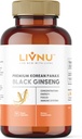 LivNu er 124; Premium Koreansk Black Panax Ginseng er 124; High Ginsenosides for Energy, Focus, Performance, Stamina, og immunforsvar er 124; Vegan Pills