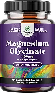 Pure Magnesium Glycinate Supplement 400mg Per Servering - Vegansk High Absorption Chelated Magnesiumkapsler til kvinder og mænd med Elemental 400mg for Mood Sleep and Relaxation Support - 180 Tæl