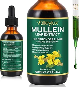 Mullein Drops for Lungs,Mullein Leaf Extract for Lungs,Natural Cleanse,Mullein Leaf Liquid Extract Supplement,Vegetarian Healthy Lifestyle,2 FL OZ