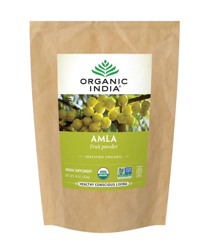 ORGANISK INDIA Amla pulver - Amalaki indisk Gooseberry, immunstøtte, C-vitamin til immunsystemet, Vegan, Ayurvedic superfood, Antioxidanter, Non- GMO, Amla pulver til hårvækst, Organic - 1 Lb