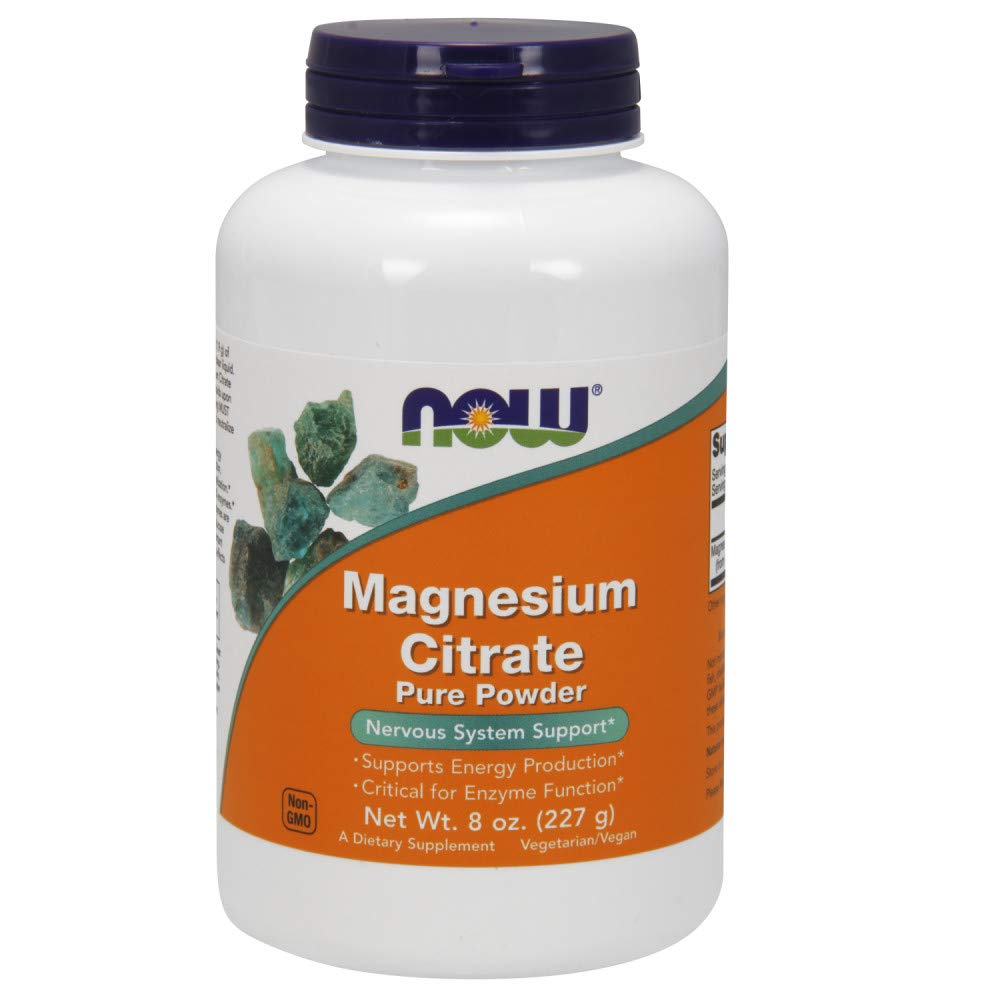 Now Magnesium Citrate Powder, 8 Ounces (pakke med 2)