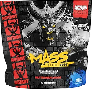 Mutant Mass Extreme Gainer - Whey Protein Powder - Byg muskelstørrelse og styrke - høj densitet rene kalorier (Vanilla Ice Cream, 6 lbs)