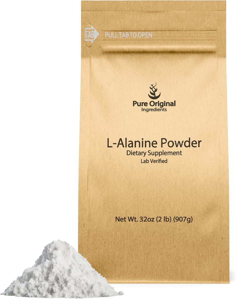 PURE ORIGINALSKE INGREDIENSER L- alanin pulver (2 LB) Lab Verified, Altid Pure, Ingen Fillers eller tilsætningsstoffer