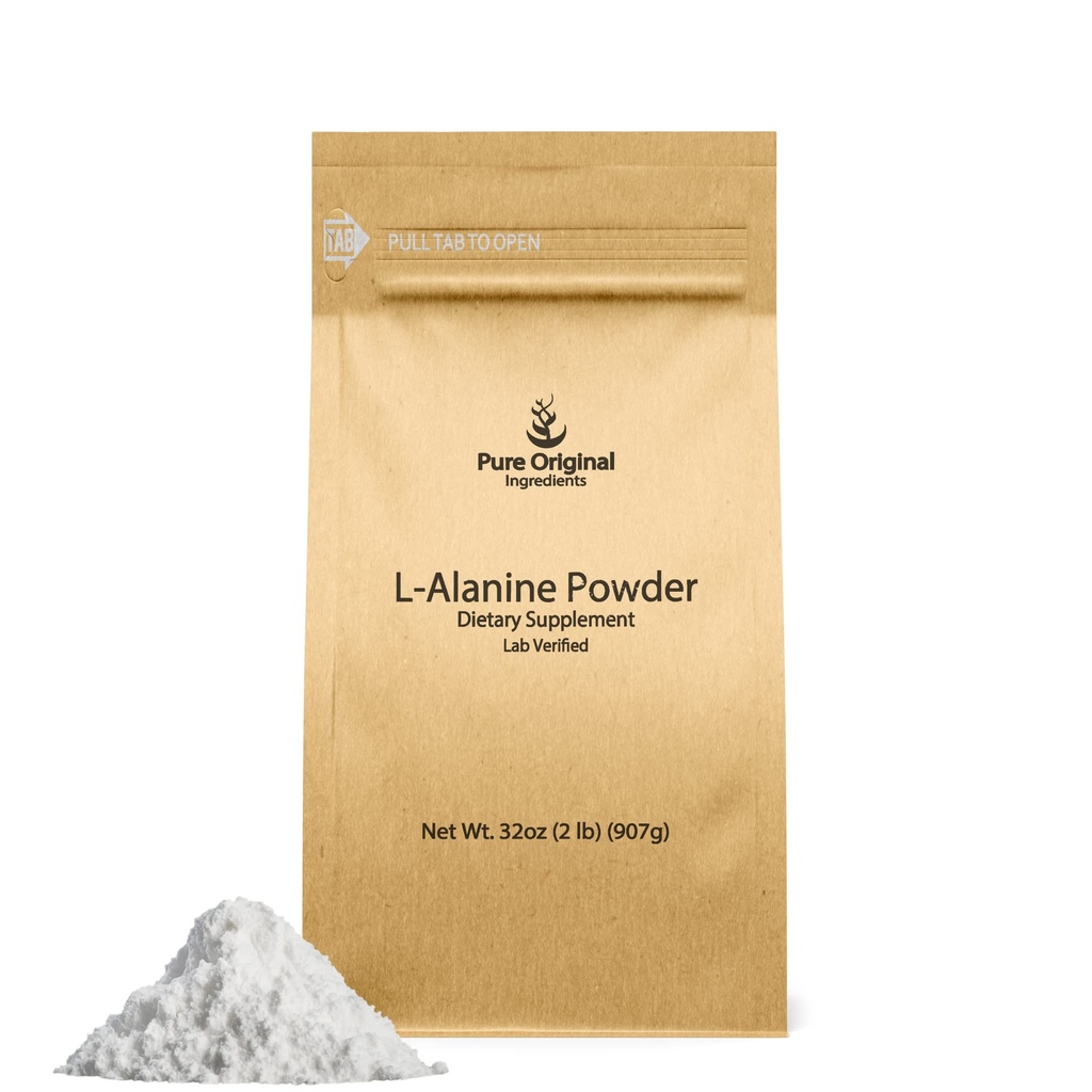 PURE ORIGINALSKE INGREDIENSER L- alanin pulver (2 LB) Lab Verified, Altid Pure, Ingen Fillers eller tilsætningsstoffer