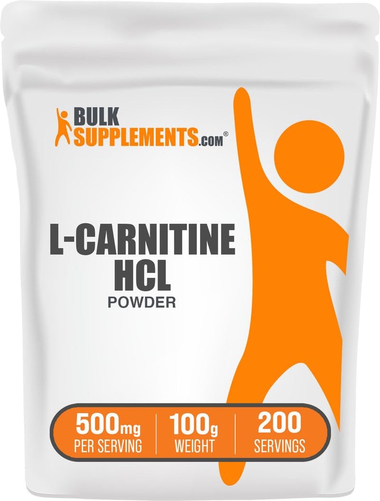 Bulkaddiments.com L- Carnitin HCl Powder - Carnitin Supplement, Carnitin Powder, L- Carnitin 500mg - Unflavored & Gluten Free, 500mg per servering, 100g (3,5 oz) (pakning med 1)