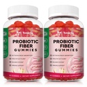 9-in-1 Probiotiske fibre gummier for voksne & Teens 16G fibre per servering, Psyllium Fiber supplement med 5 Millioner CFU Bacillus Coagulans, Inulin, ACV for fordøjelsesbesvær, Gut & immunwellness - 2 flasker