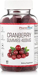 Cranberry Gummies for børn og voksne 400mg- Gluten Free Allergen Free Nutrient Rich Vegan Supplement -Cranberry Chews- 90 Greve
