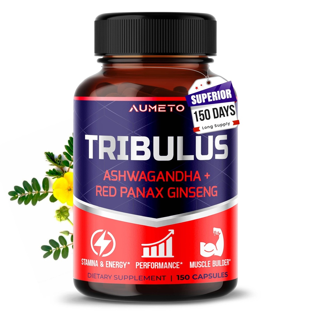 Tribulus Terrestris 98% Saponiner - Forbedret 12- in-1 Formel med Yohimbine, Red Panax Ginseng, Ashwagandha for at øge energi, Stamina & Endurance * - Made in The USA