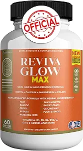 Reviva Glow Max - Hår, hud & negle Support Supplement til 124; Biotin, Calcium, Magnesium, Folate & Herbal Blend