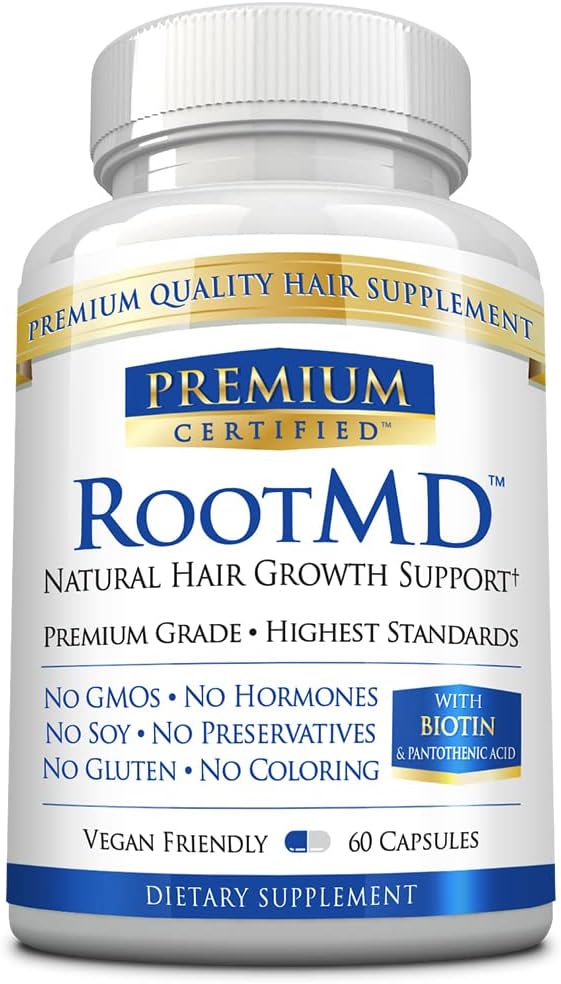 RootMD - Stimulere hårvækst, Rejuvinate Follicles, Forbedre skalp cirkulation - Biotin, kobber, tocopheryl acetat, Saw Palmetto - Alle naturlige Vegansk Friendly - 60 kapsler