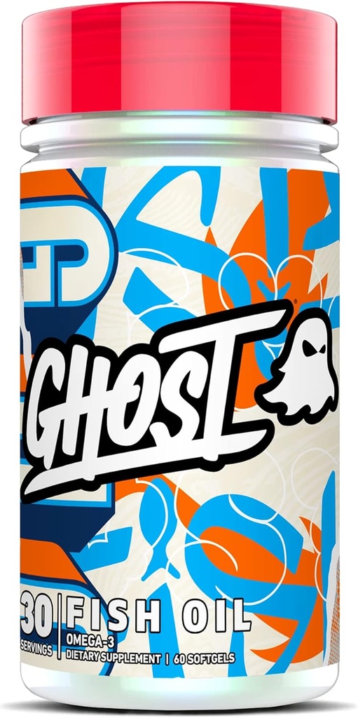 GHOST Fish Oil Supplement, 1400mg - 1100mg Omega 3 med EPA & DHA fedtsyrer - Fish Oil Kosttilskud til hjerte, hjerne og immunforsvar - 60 Softgels, 30 Servere