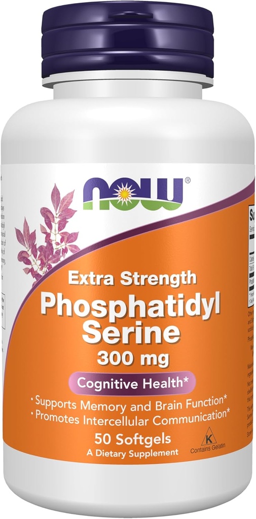 NOW Supplements, Phosphatidyl Serine 300 mg, Extra Strength, with Phospholipid compound derived from Soy Lecithin, 50 Softgels