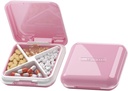 DUBSTAR Small Pill Case, Cute Pill Box - Travel Daily Pill Organizer, Portable Pretty Pill Container for Purse Pocket, Compact Medicine Holder for Vitamins, Fish Oils, Supplements (Pink)