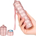 7 Day Metal Pill Organizer - Waterproof Travel Vitamin Case Pill Box, Daily Pill Container 7 Compartments, Weekly Pill Containers for Medicine Supplements Fish Oil, Pink