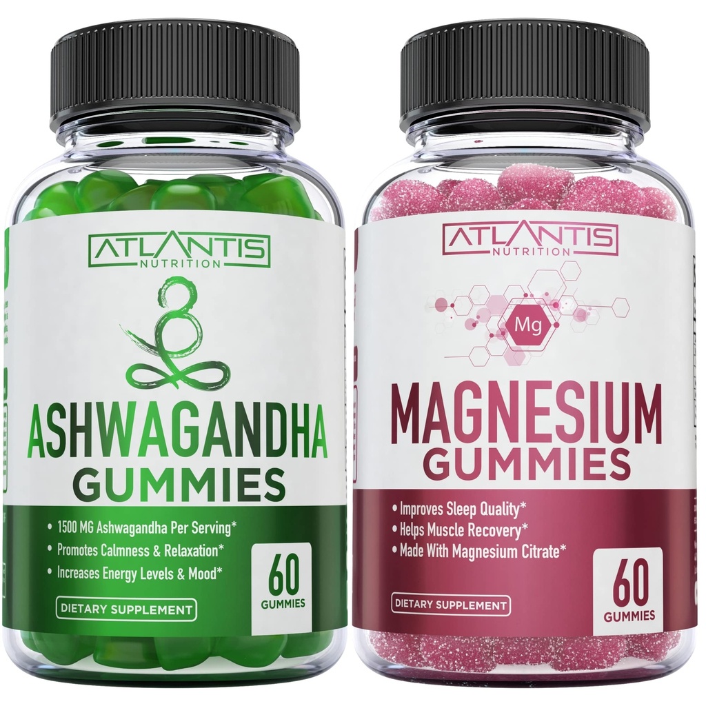 Ashwagandha & Magnesium Gummies for Improved Sleep & Strengthened Body Functions. Ashwagandha Boosts Mood & Energy - Magnesium Helps Recover Muscles & Relieves Cramps - Vegan